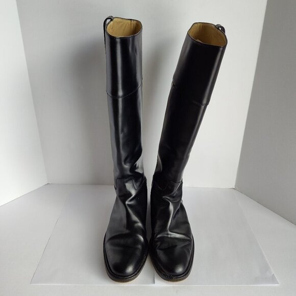Ladies SZ 7M Michael Kors Black Leather Riding Boot - Picture 1 of 7